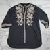 Johnny Was Workshop Black Silk Embroidered Tunic Top