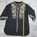 Johnny Was Workshop Black Silk Embroidered Tunic Top
