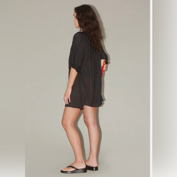 Uncle Studios SMALL black silk blend long sleeve tunic - detail