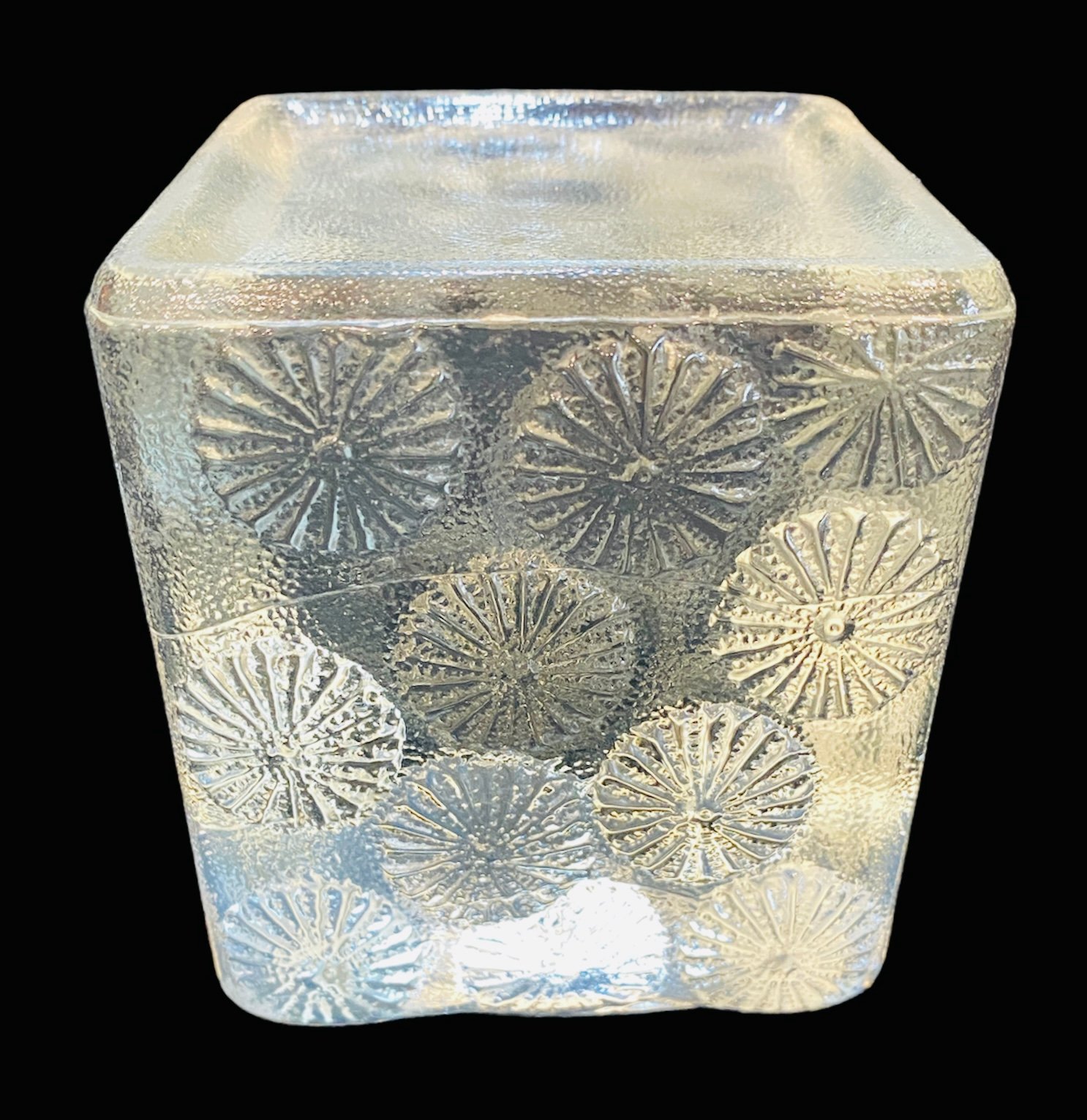 Blenko Moulded Ice Glass Sculpture Bookend by Designer Joel Myers, c.1967