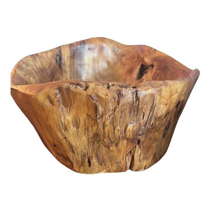 Teak Wood Hand Carved Serving Bowl 8.5 X 4 T Rustic Kitchen Snack Nut Fruit