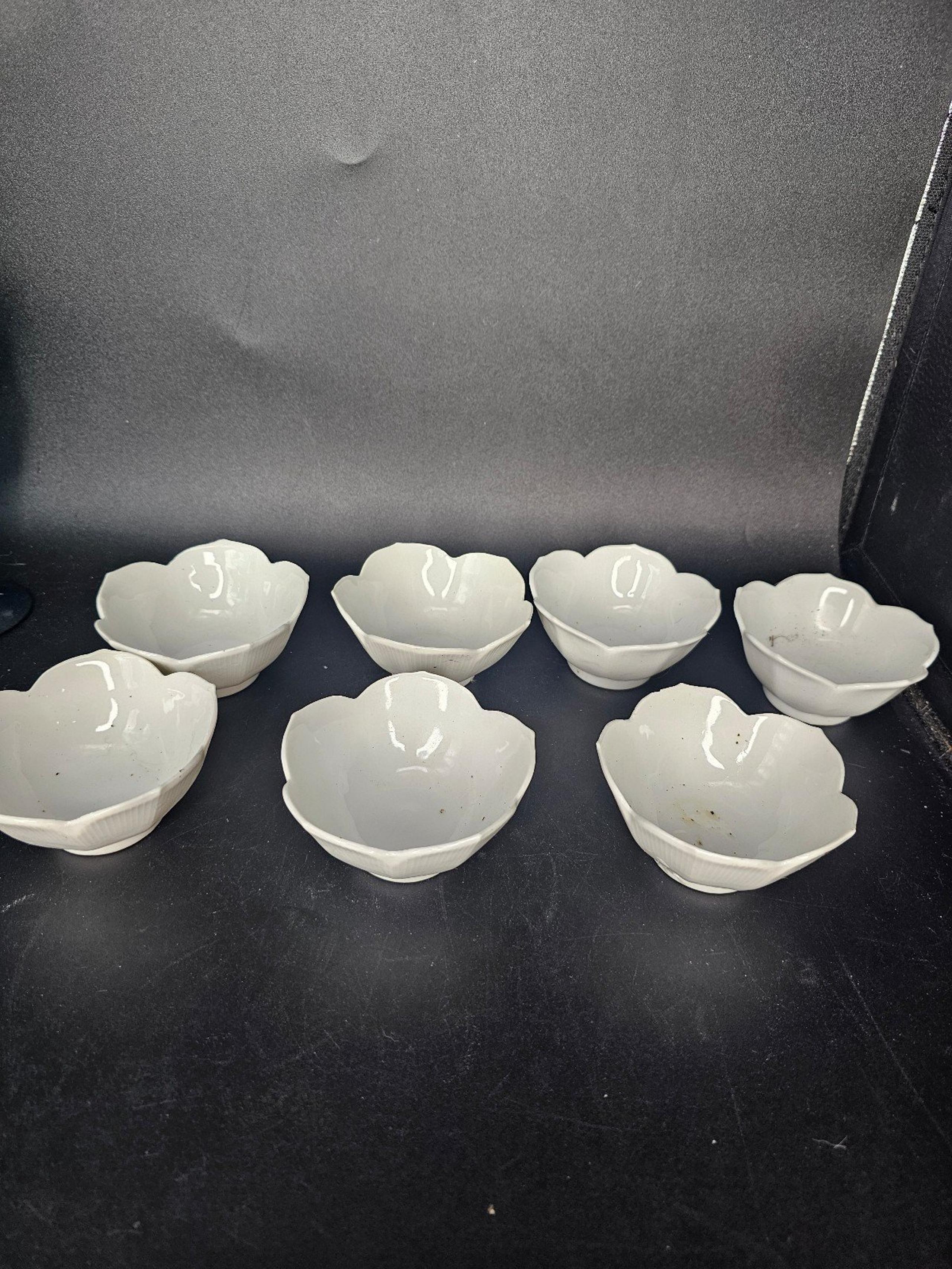 Set of seven lotus shaped,  soy sauce dishes