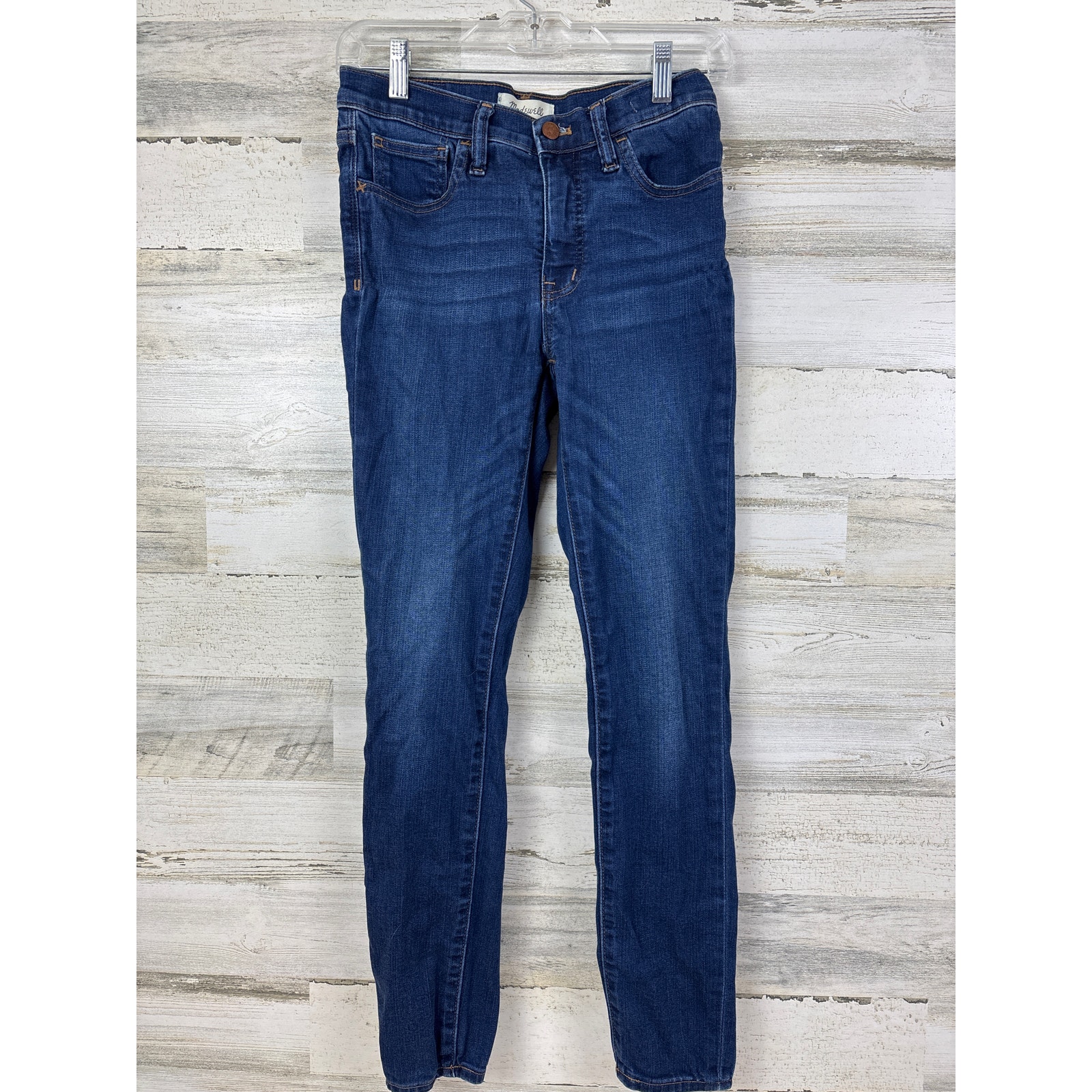 Madewell womens 26 9 mid rise skinny blue jeans denim medium wash zip