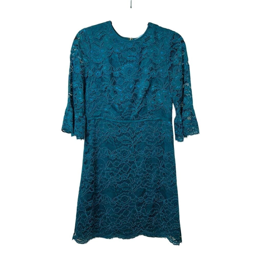Draper James Lace Bell Sleeve Lined Dress Deep Teal Size 4
