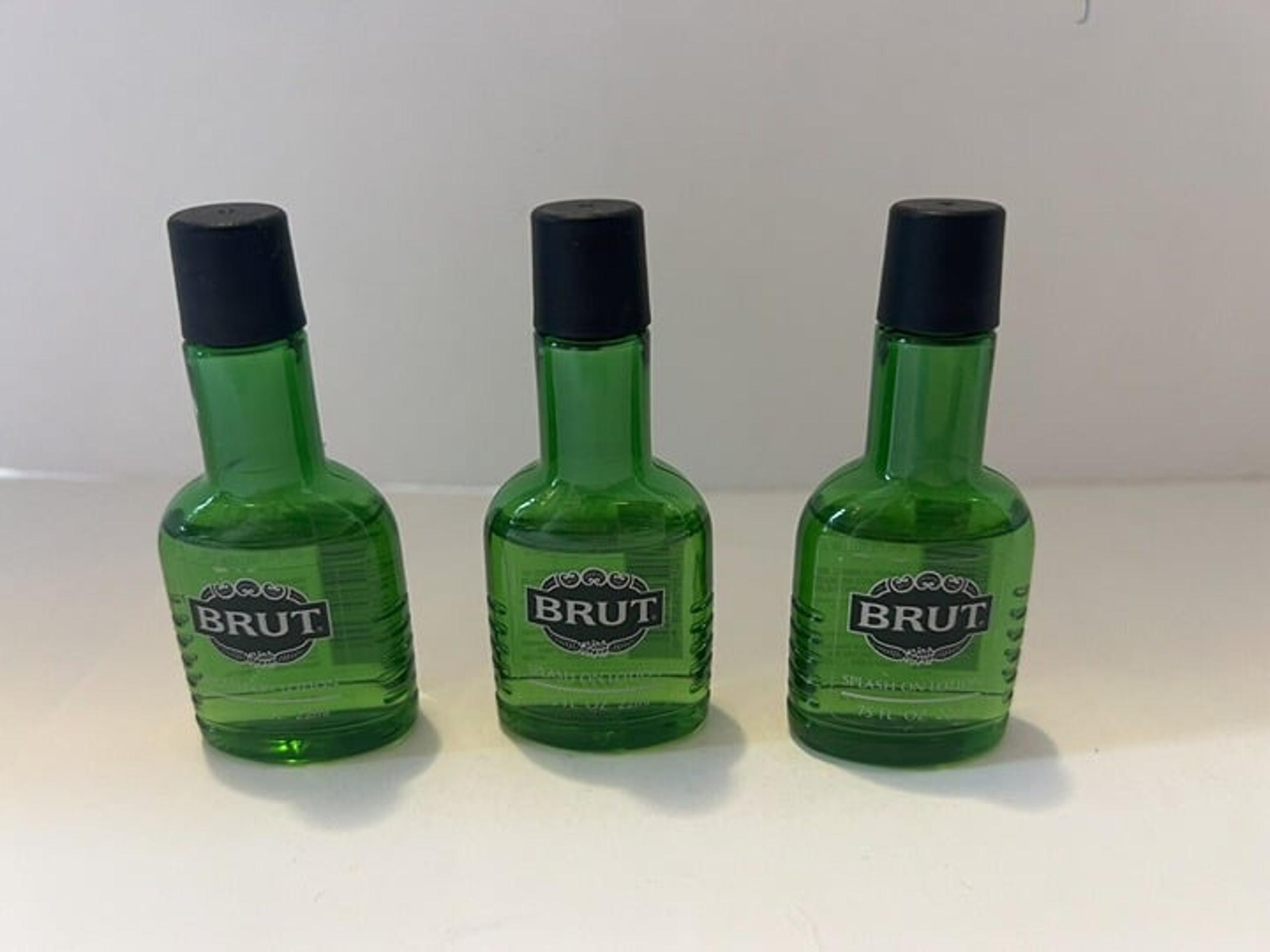 Lot of 3 New Full BRUT Green Bottle Splash On Lotion Men Travel Size .75 fl oz