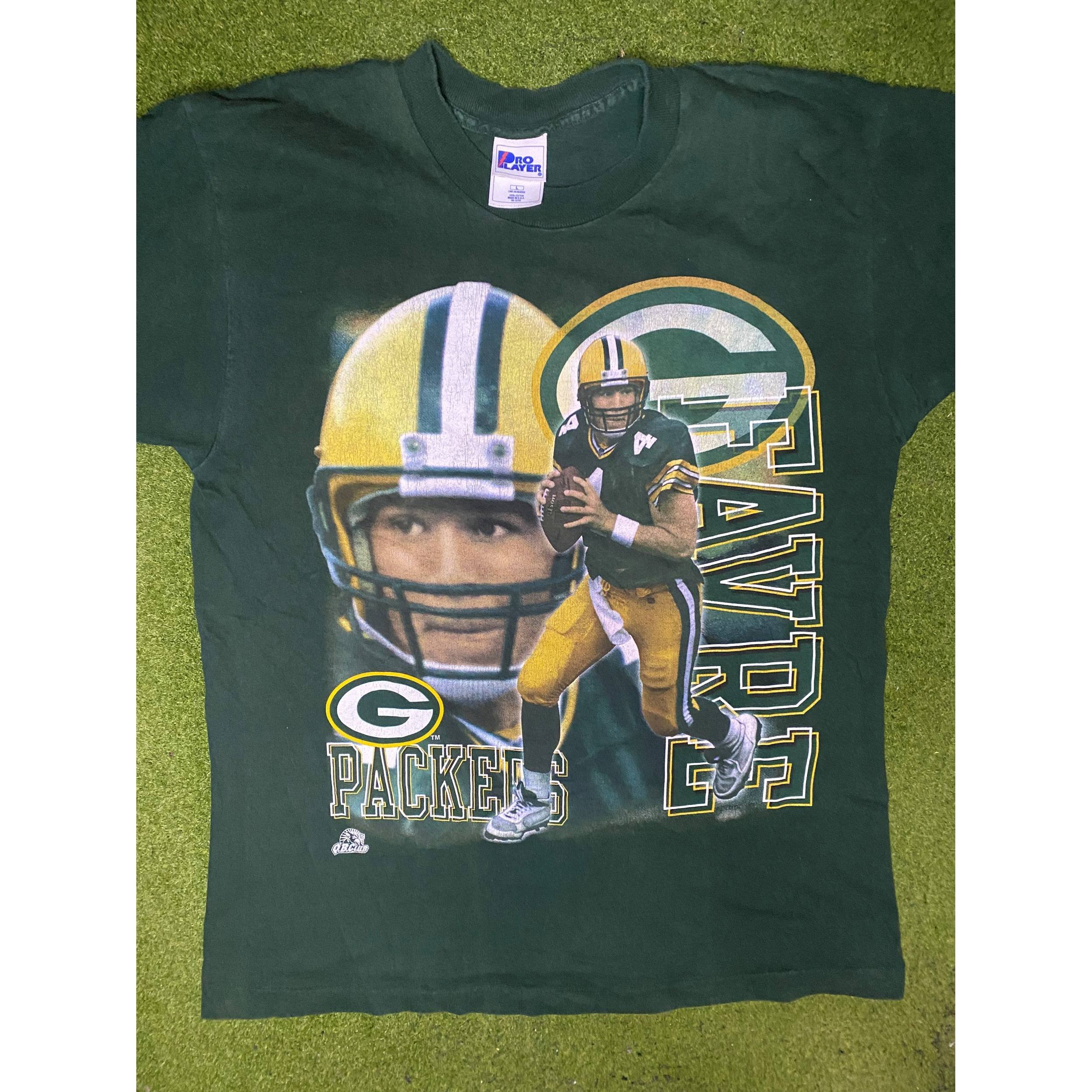 90s Green Bay Packers - Brett Favre - Vintage NFL Player T Shirt (Large)