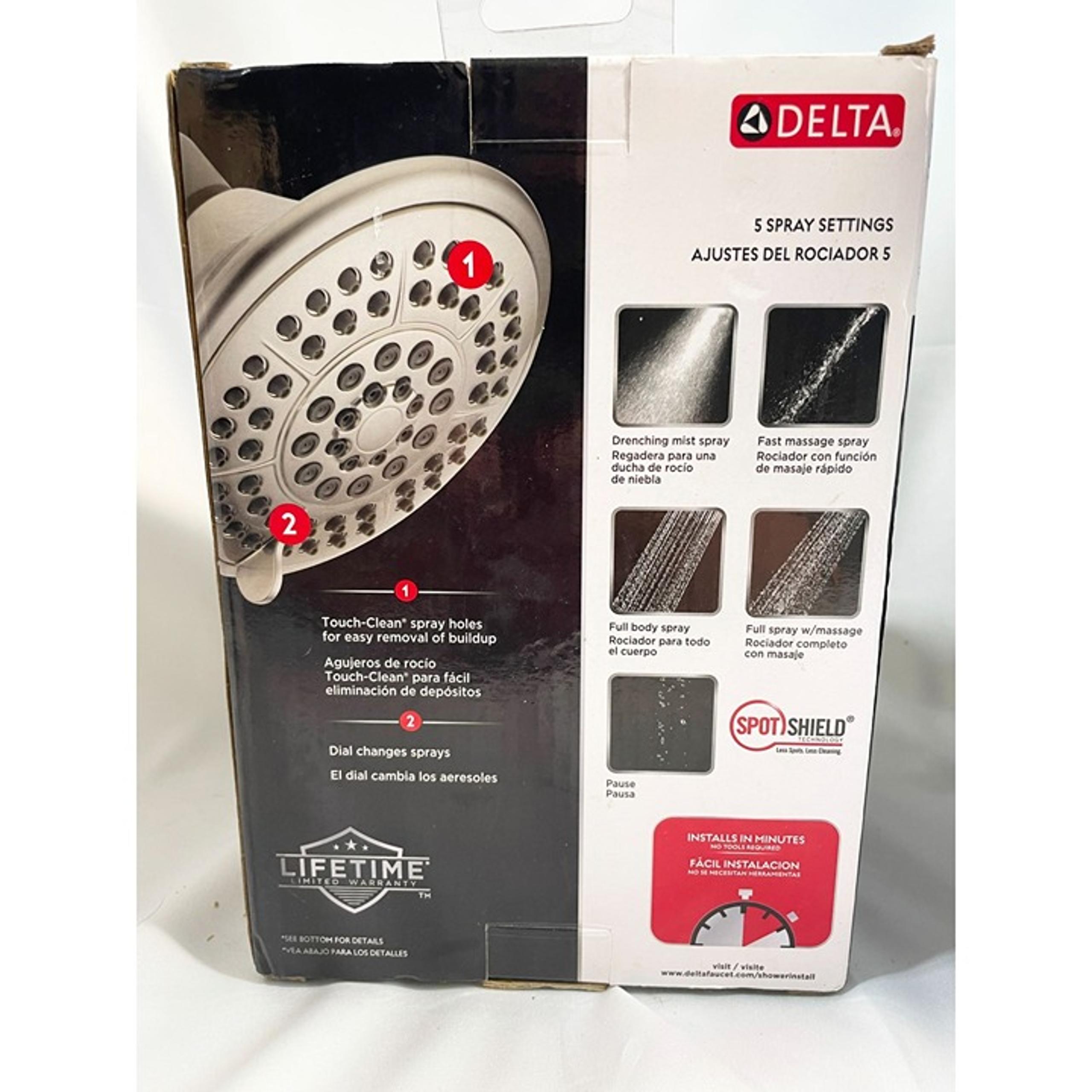 Delta Showerhead With 5 Spray Settings