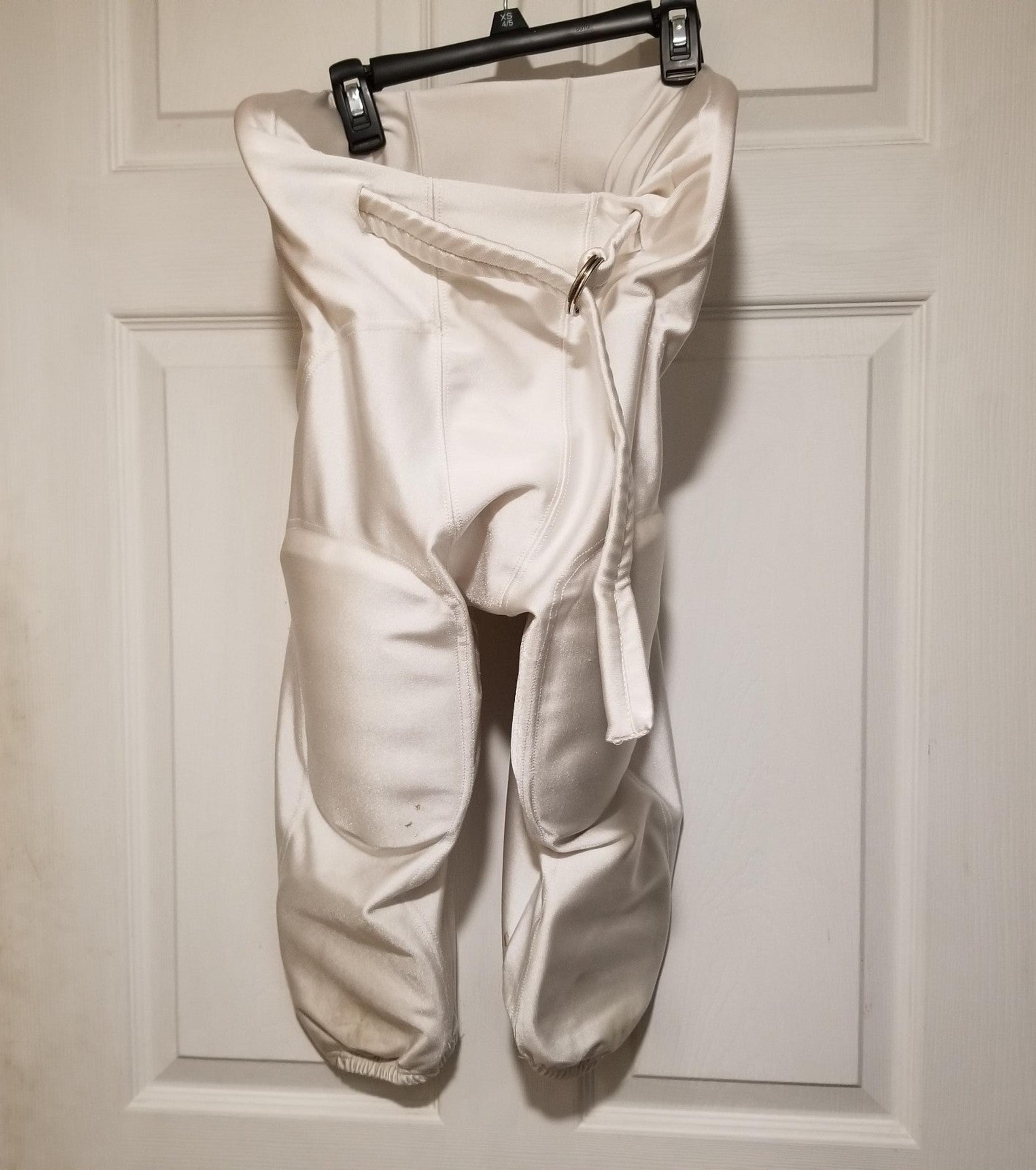 Adams Football Pants Size Adult Medium w/ Pads and belt Uniform White Athletic