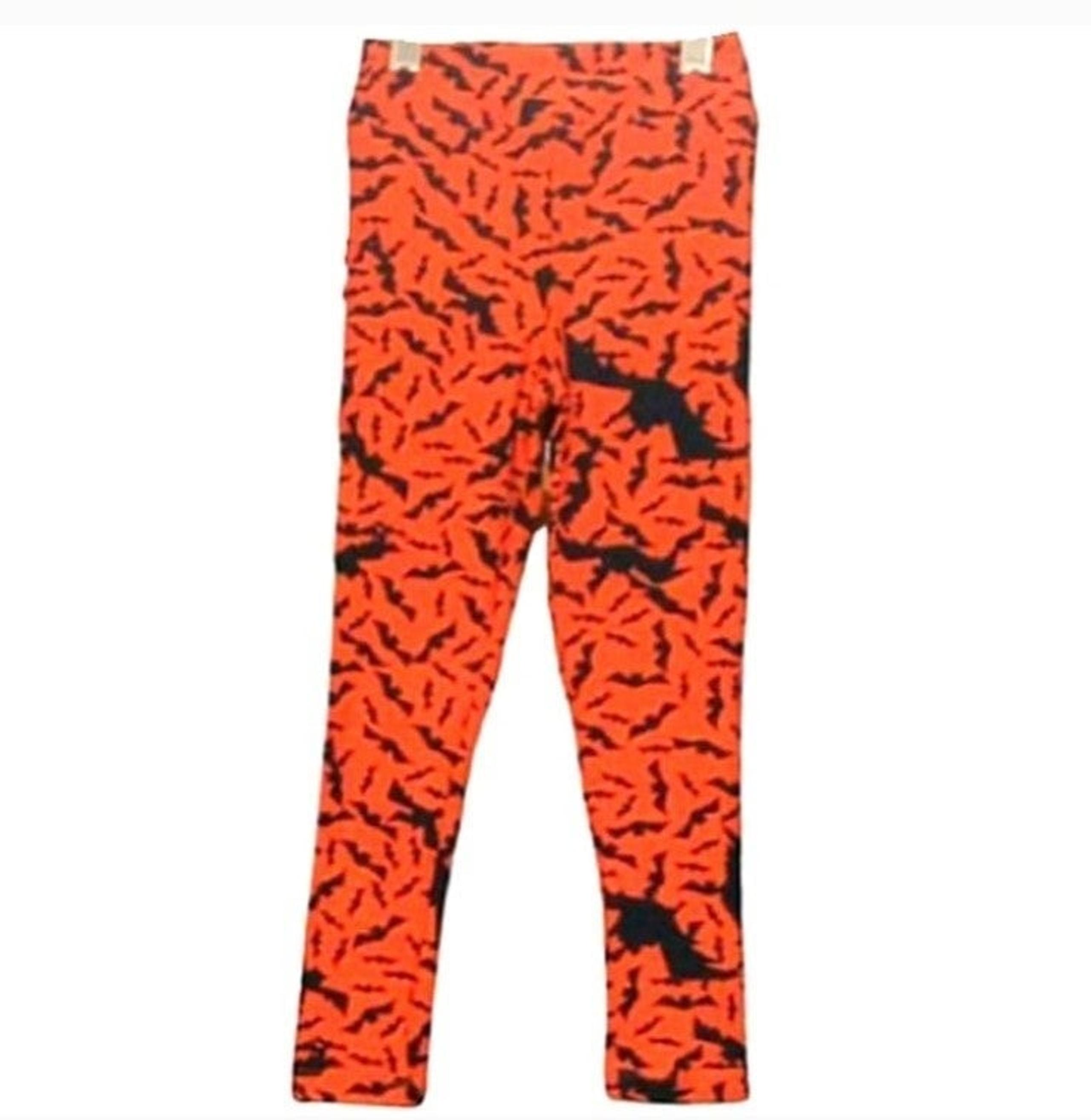 LulaRoe Orange & Black Bat Halloween Leggings