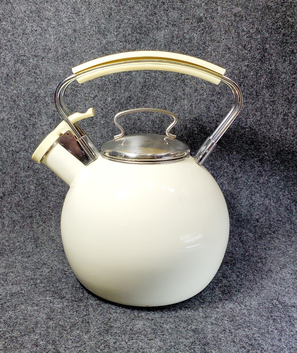 Mid-Century Modern, Art Deco, Enamel Tea Kettle