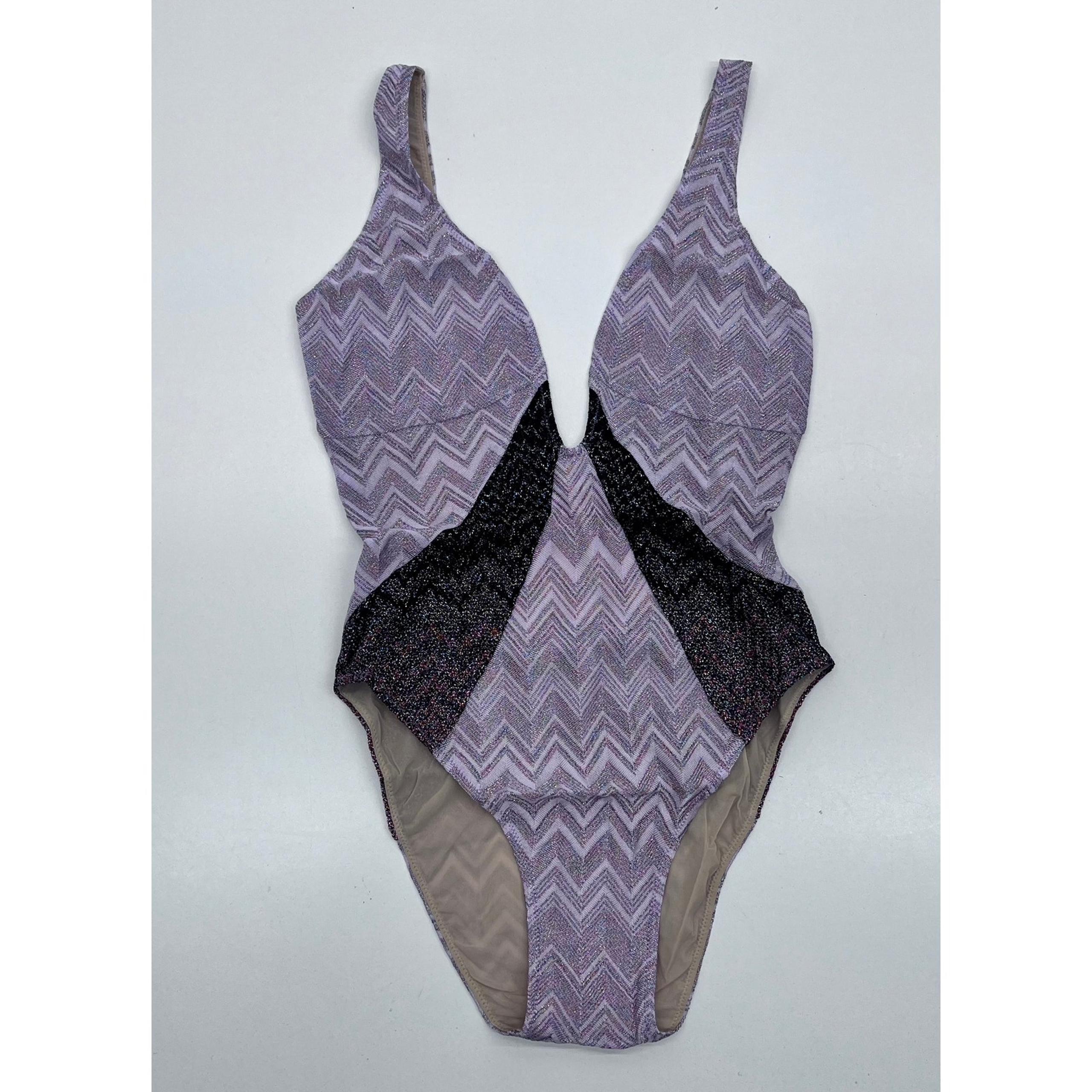 Missoni Metallic Colorblock Gradient Zigzag One-Piece Swimsuit Size 40 #90A