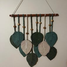 Macrame Wall Hanging Leaves - Large Chic Feather Decor, 17 X 22 Inch