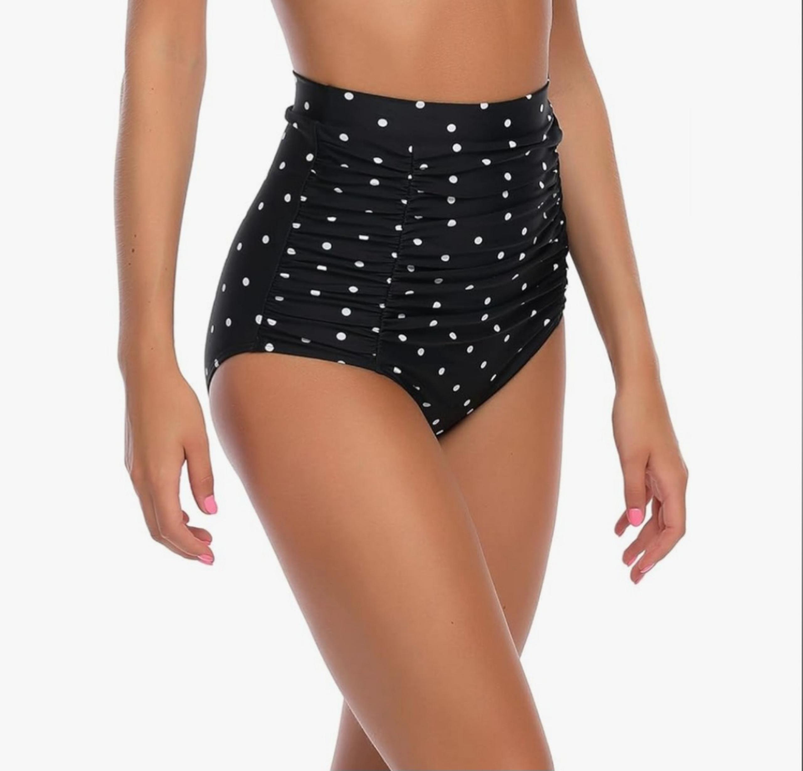 RELLECIGA High Waisted Bikini Bottom Tummy Control Ruched Full Coverage Size XL