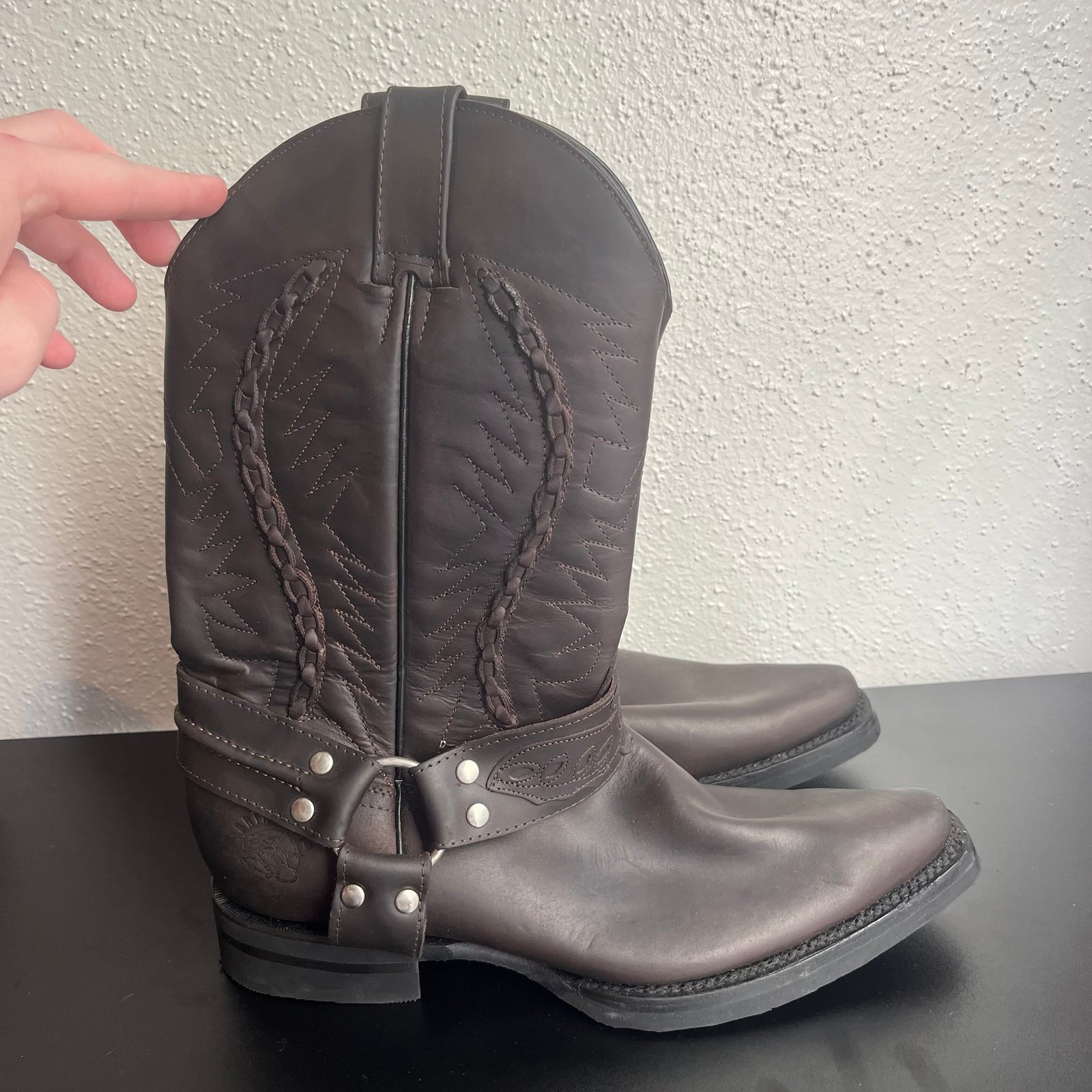 Grinders Leather Cowboy Western Boots Brown Mens Size 10.5 US / 44 EU