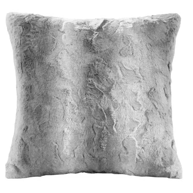 Madison Park Decorative Pillow NWT Gray 20x20 Zuri Faux Fur Cozy Glam Soft Chic