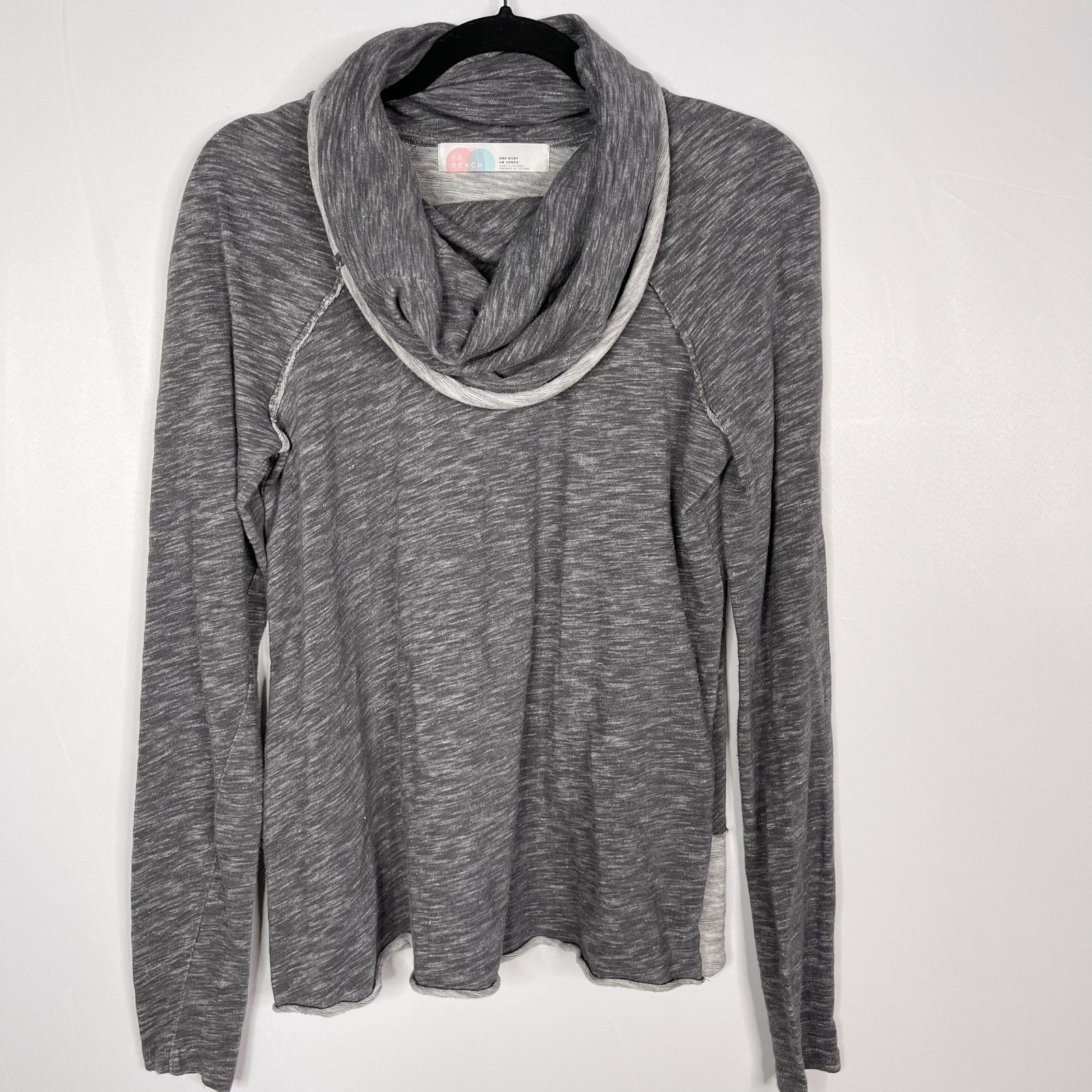 Free People Beach One Size Gray Heather Cowl Neck CocoonLong Sleeve Top Tunic OS