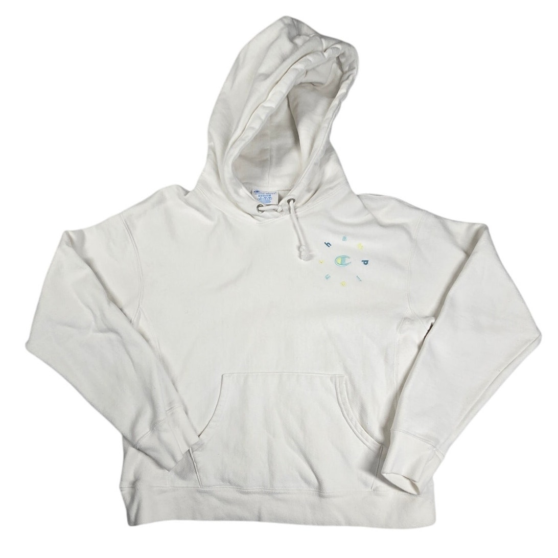 Champion Vintage Reverse Weave Ladies Medium M White Hoodie Pullover Women