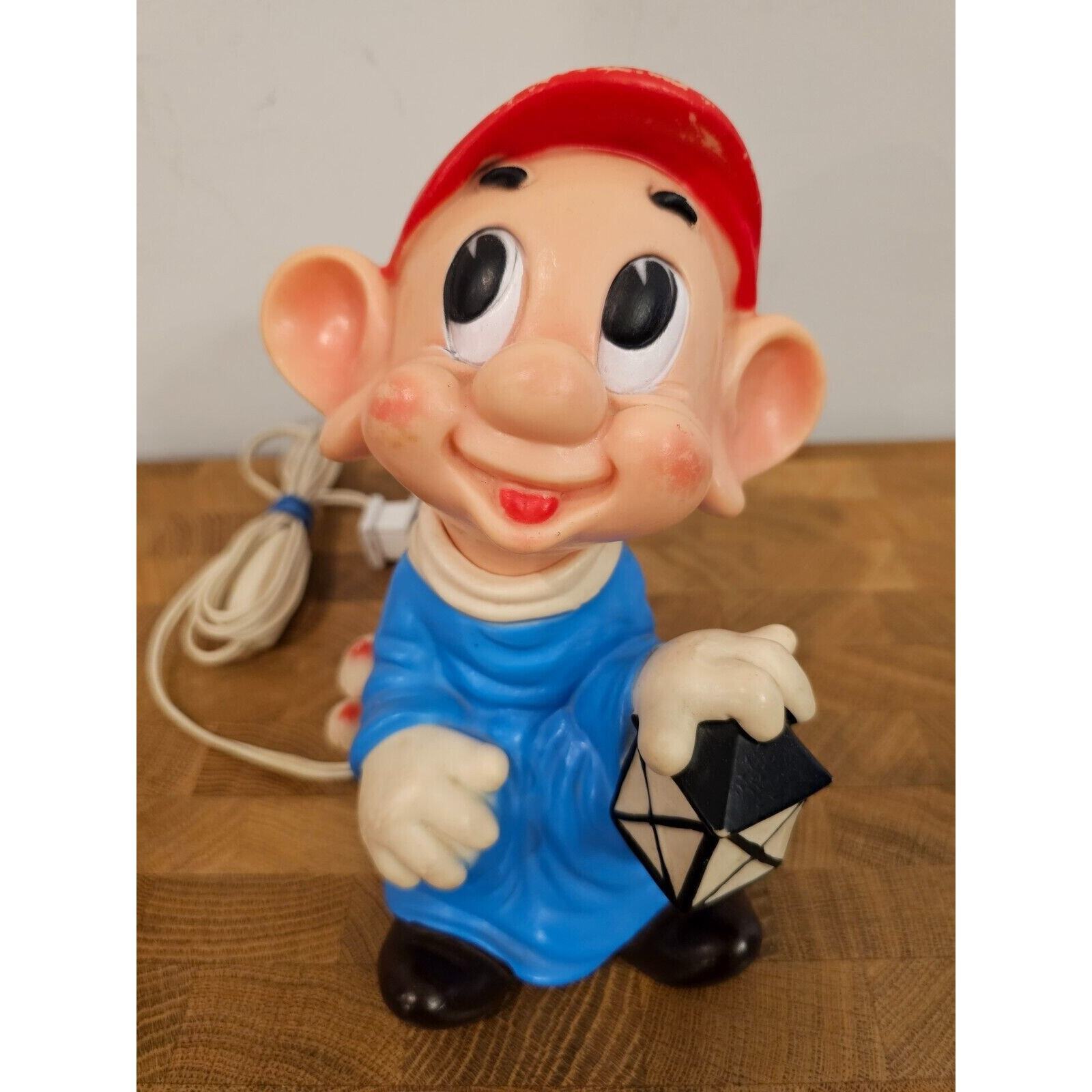 LedraPlastic Walt Disney Dopey Rubber Dwarf Lamp / NightLite Italy - Vintage!
