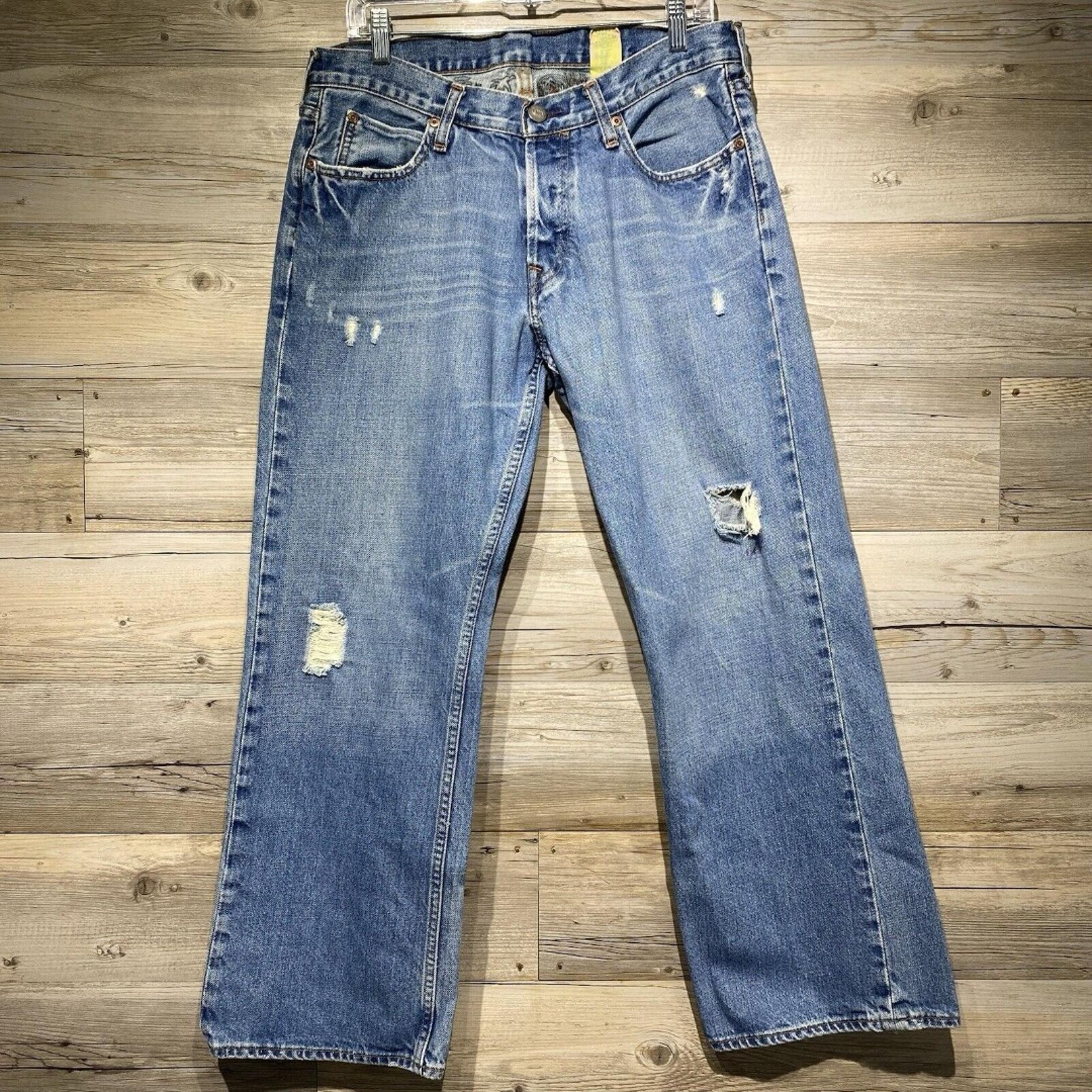 Vintage Y2K Hollister Mens Low Rise Boot Cut Button Fly Jeans 32x30 Distressed