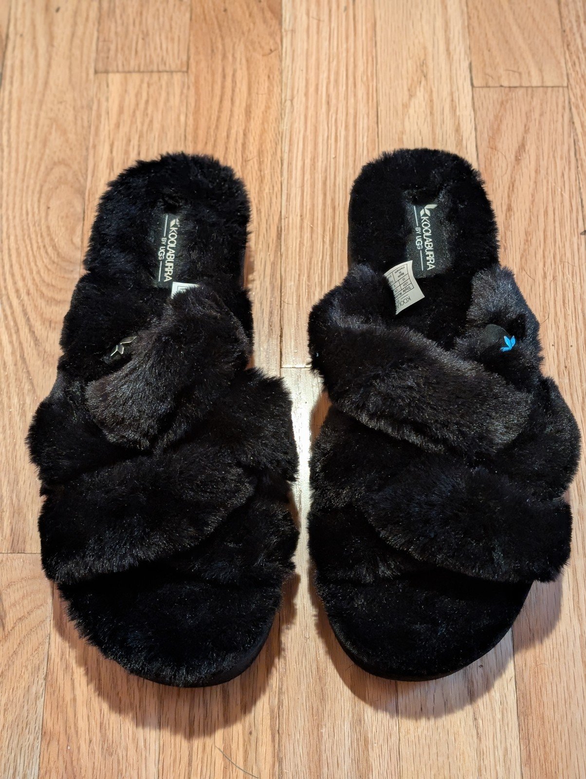 Koolaburra UGG 1124090 Fuzz It Sandals Slides Comfort Slippers Black Size 10
