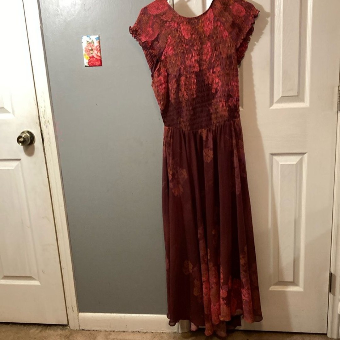 Free people Red Casual Maxi Sundress with Flutter Cap Sleeves Size M