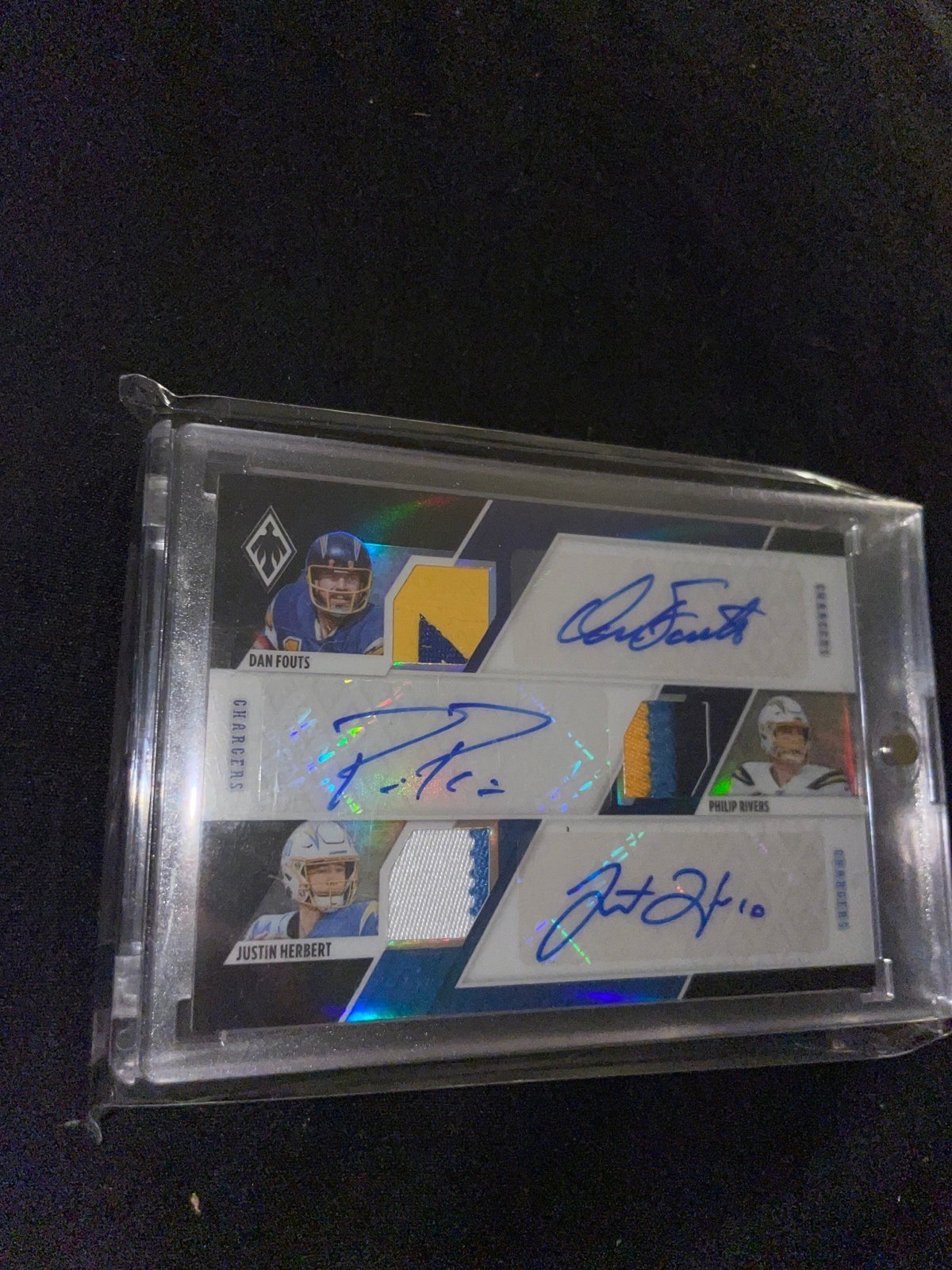 Justin Herbert Philip Rivers Dan Fouts Phoenix triple auto triple patch /3