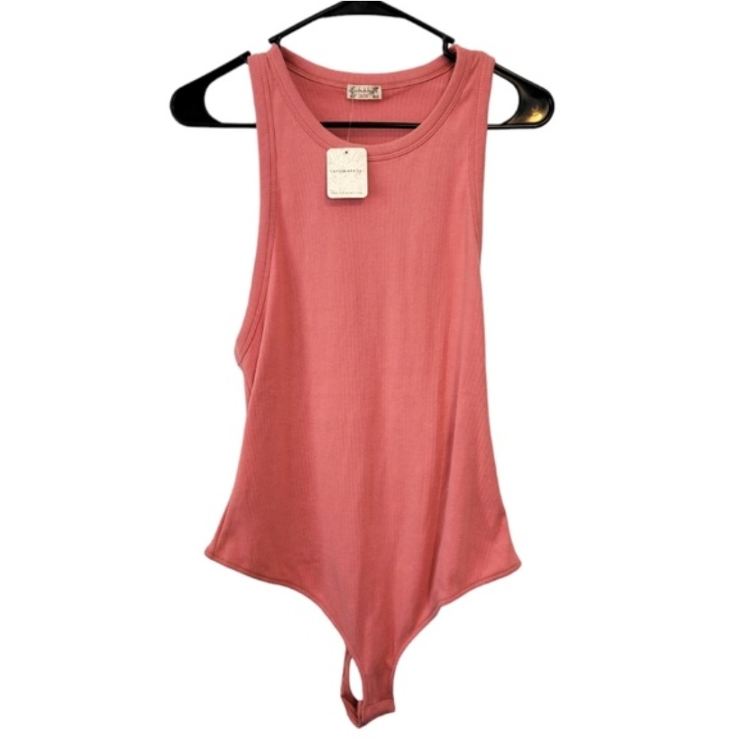 Free People Brexley Ribbed Bodysuit in Canyon Clay Size Large NWT