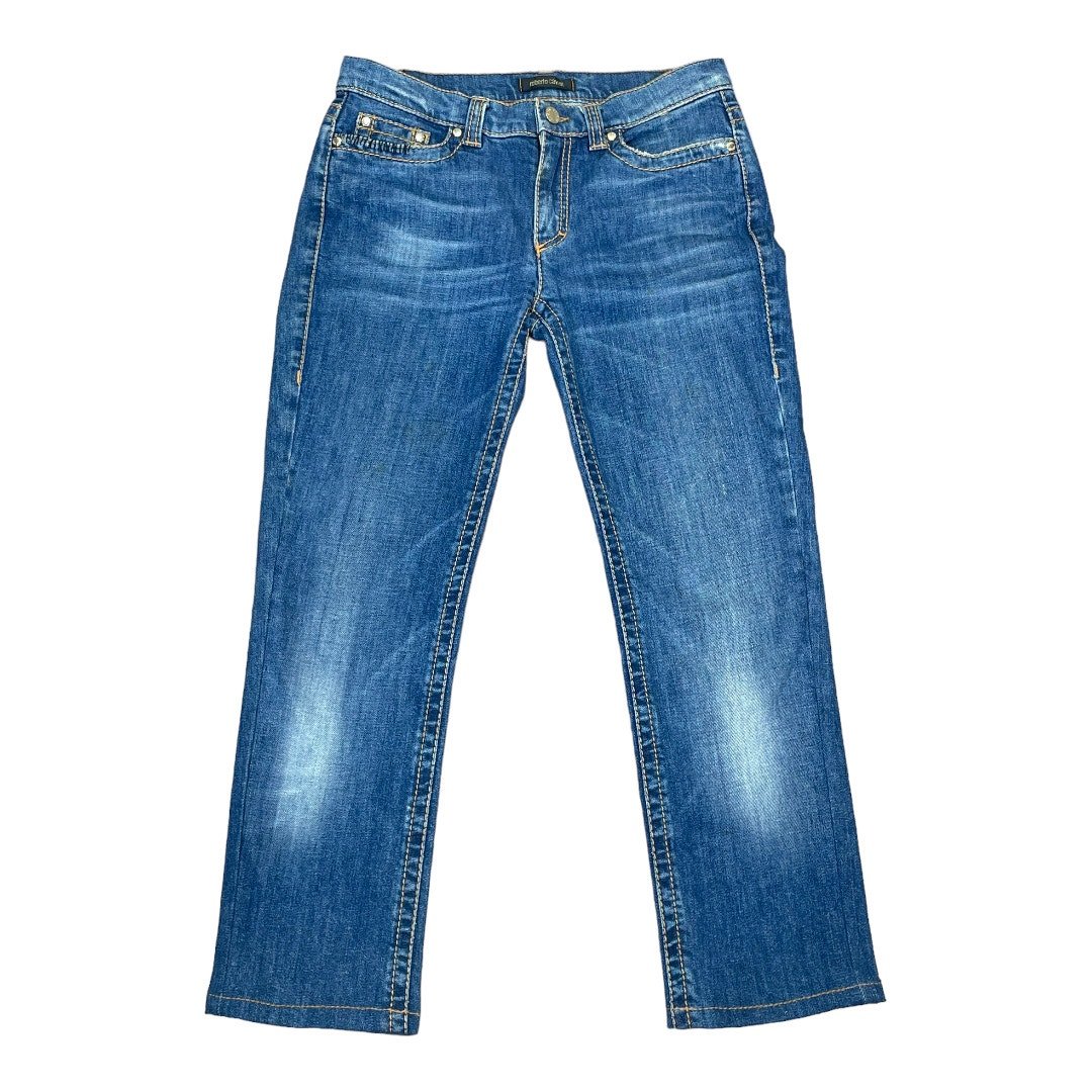 Roberto Cavalli Vintage Y2K Low Rise Cropped Jeans Crystal Pockets 42 IT4-6 US