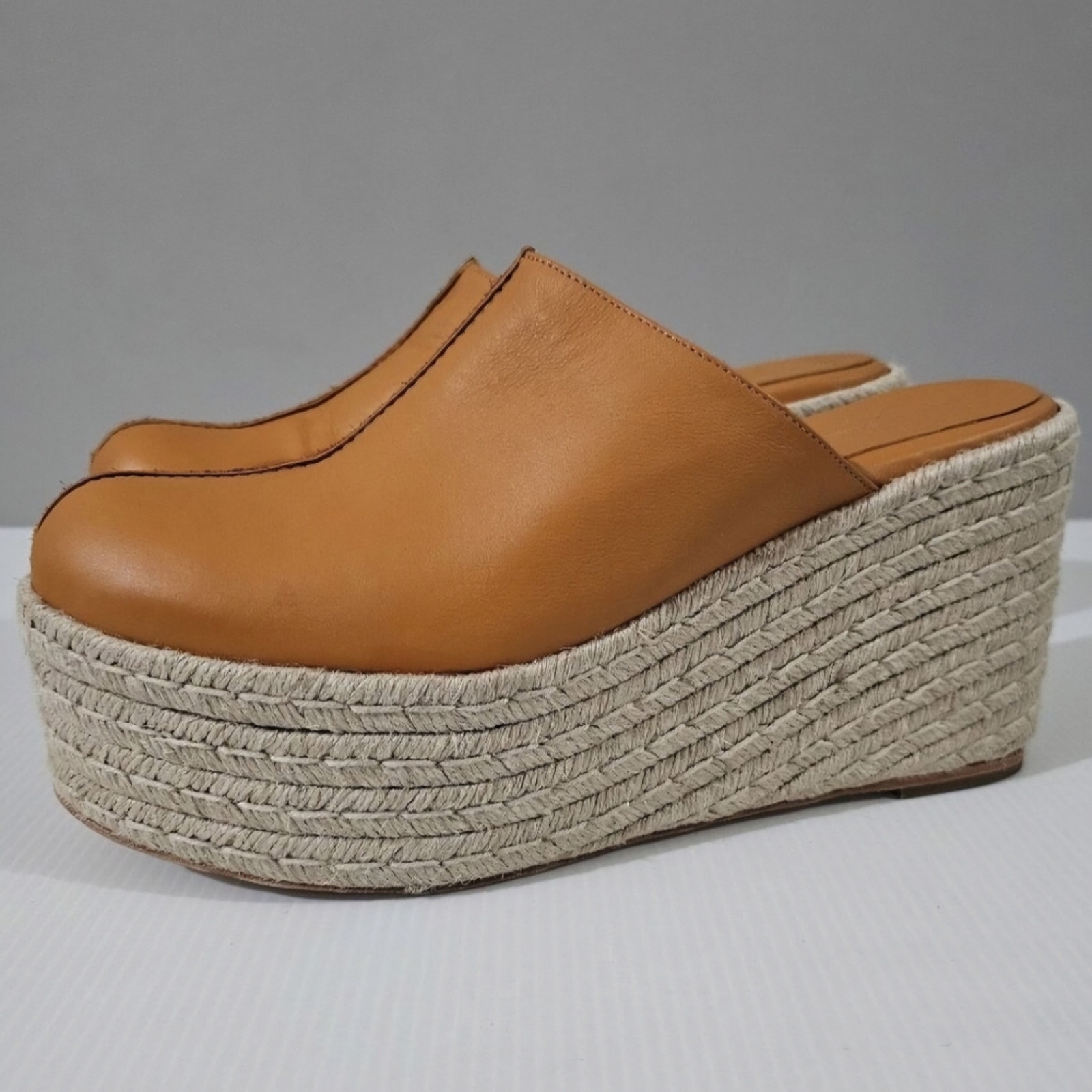 Paloma Barcelo Hebe Wedge Clog Mule Espadrille Womens Orche Orange Leather EU 40
