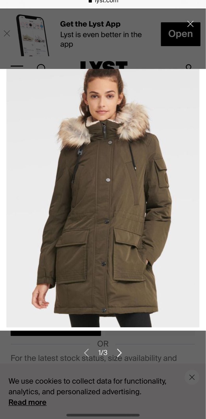 DKNY Women's Anorak with Faux Fur Hood - Sz S