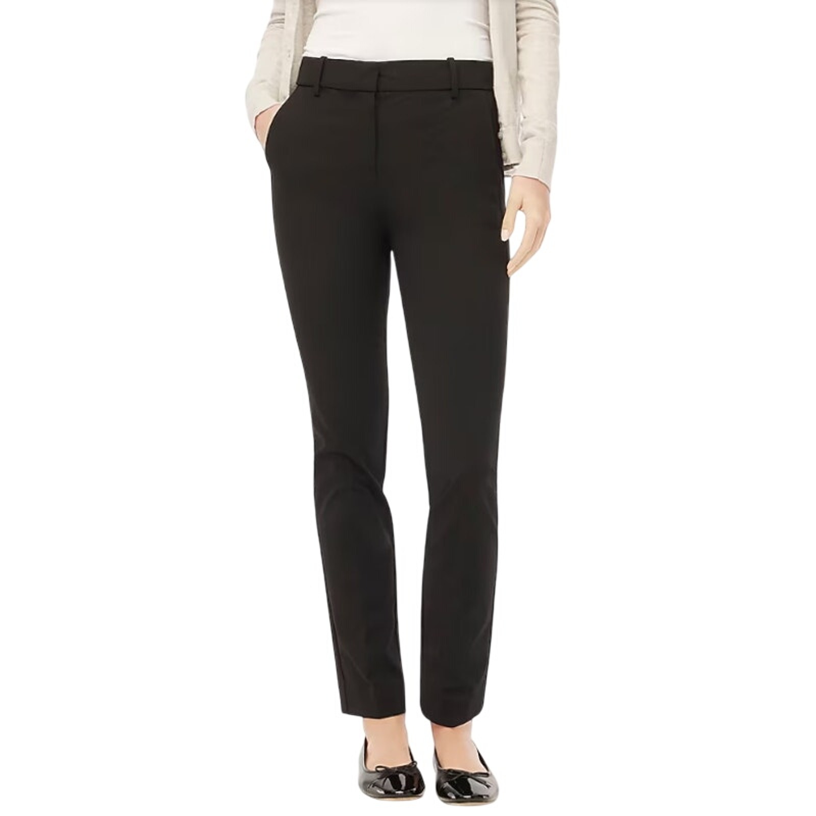 J. Crew Factory Petite slim-fit full-length trouser pant Black P2 NWT