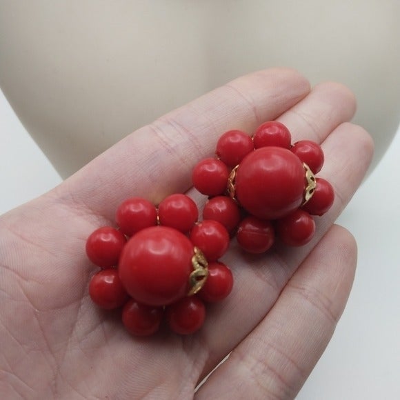 Cherry burst vintage clip on earrings