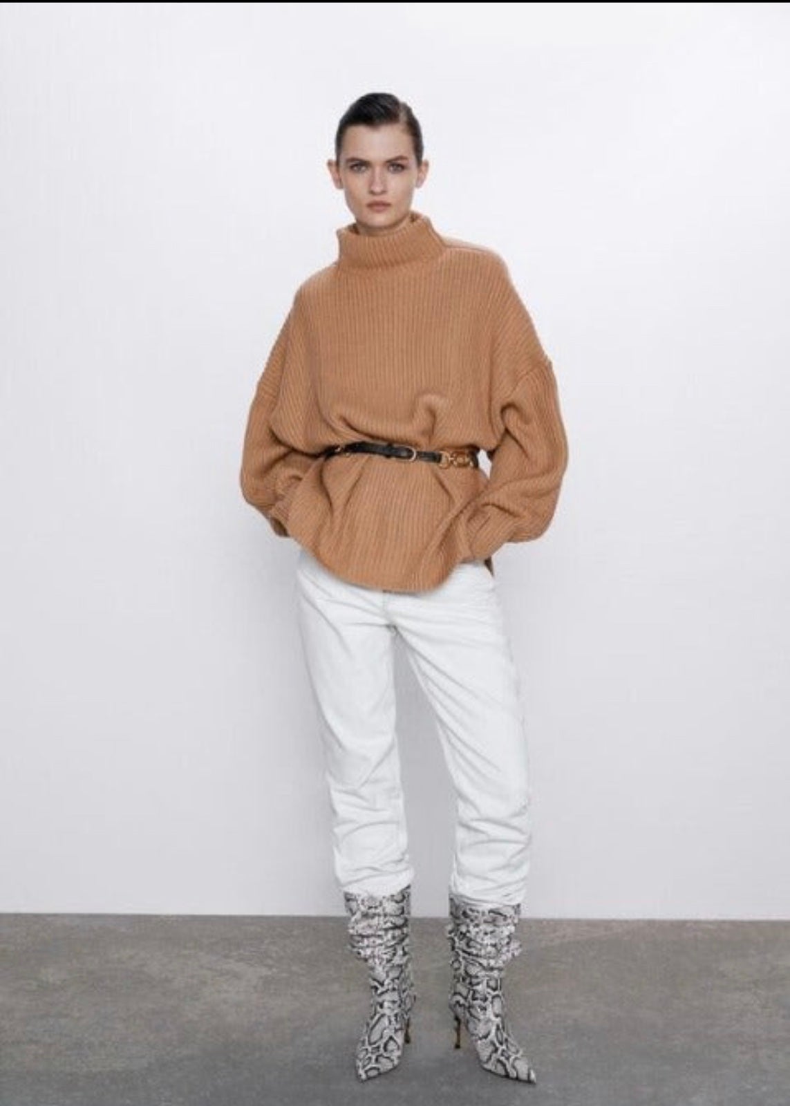 Zara Women’s Premium Wool Blend Knit Sweater, Size S, Camel