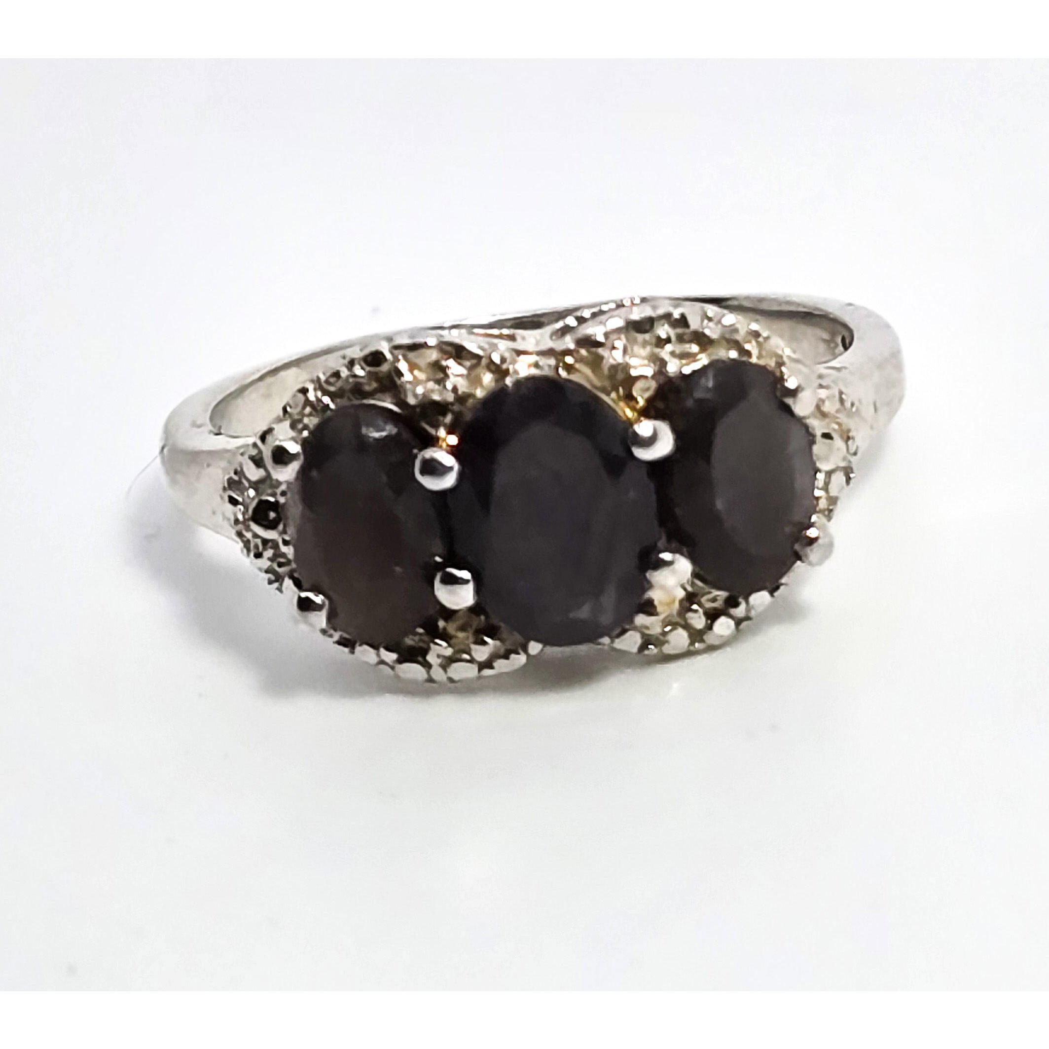 Black Sapphire STS Chuck Clemency sterling silver gemstone ring size 7