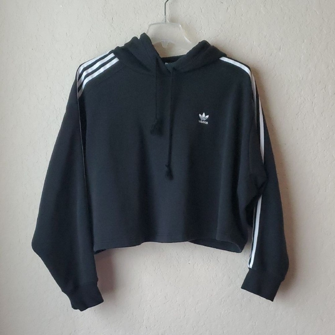 3X Adidas Black Cropped Hoodie