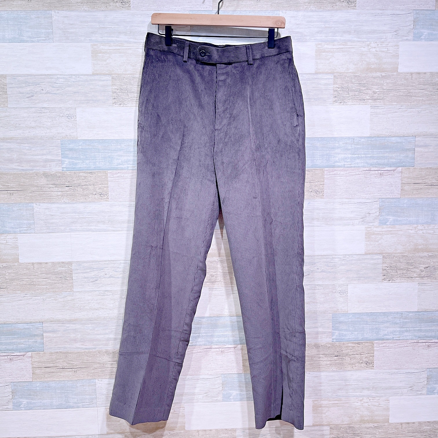 Perry Ellis Flat Front Thick Corduroy Pants Gray Dress Office Work Mens 30x30