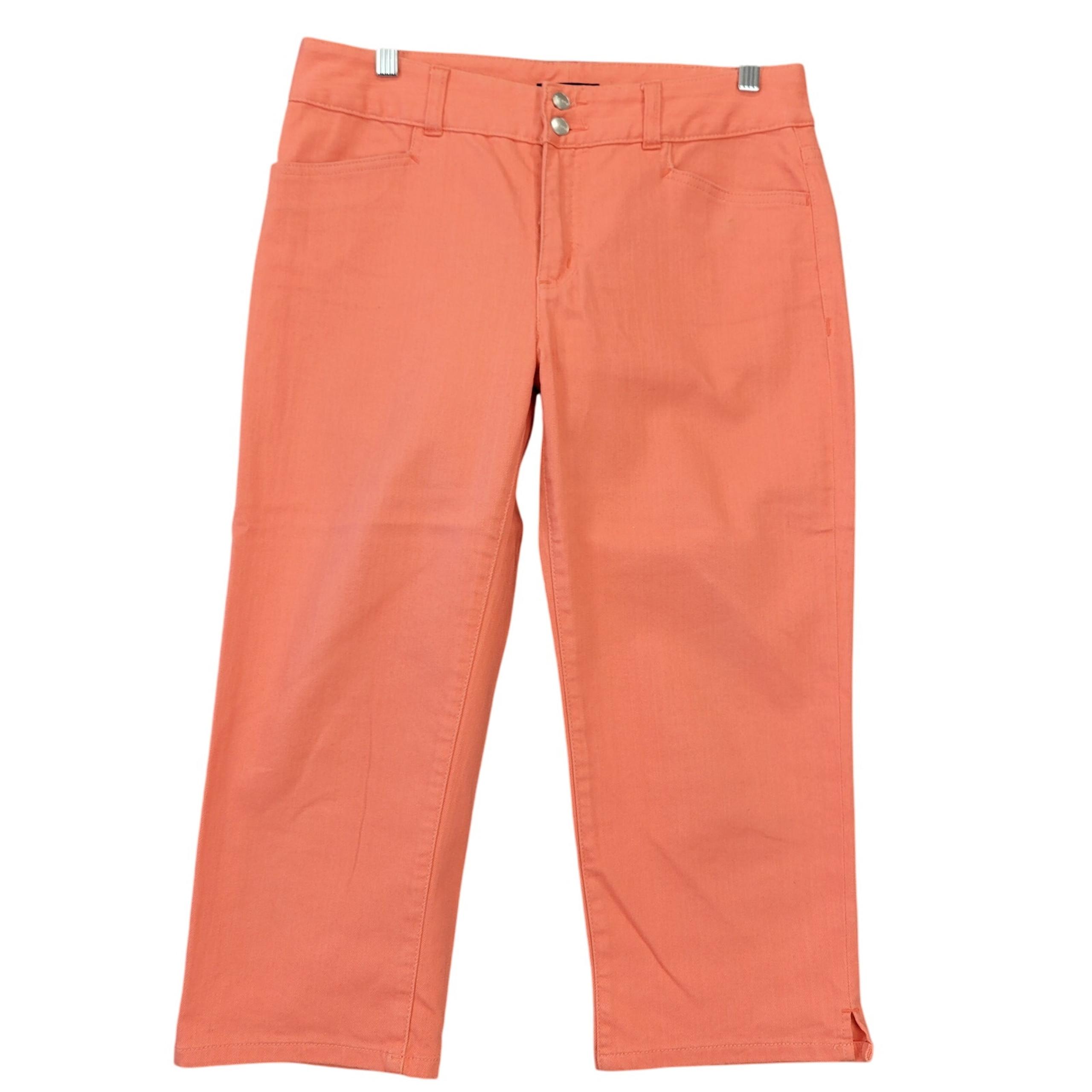 Chaps Orange Capri Jeans Bold Stretch Straight Flat Front Denim Zip Women Size 8