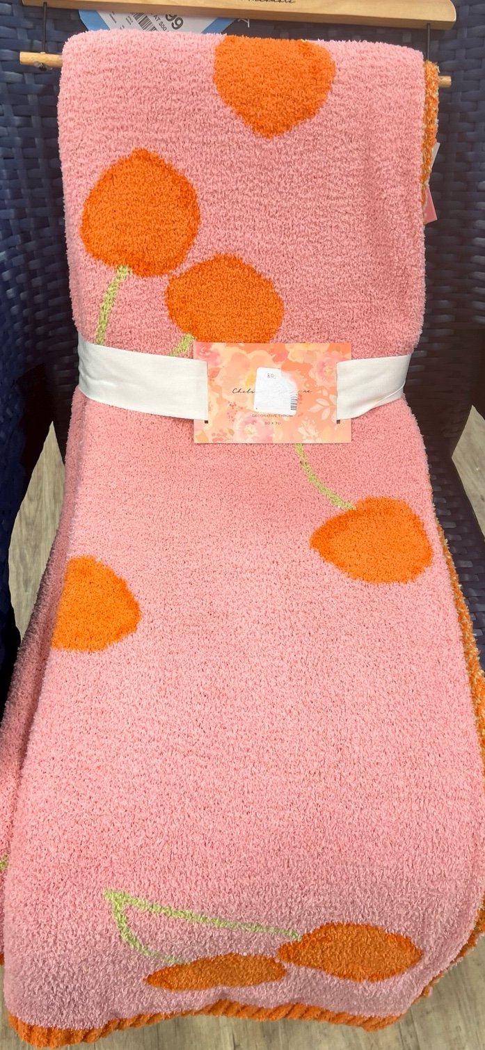 Cherries plush knit throw !