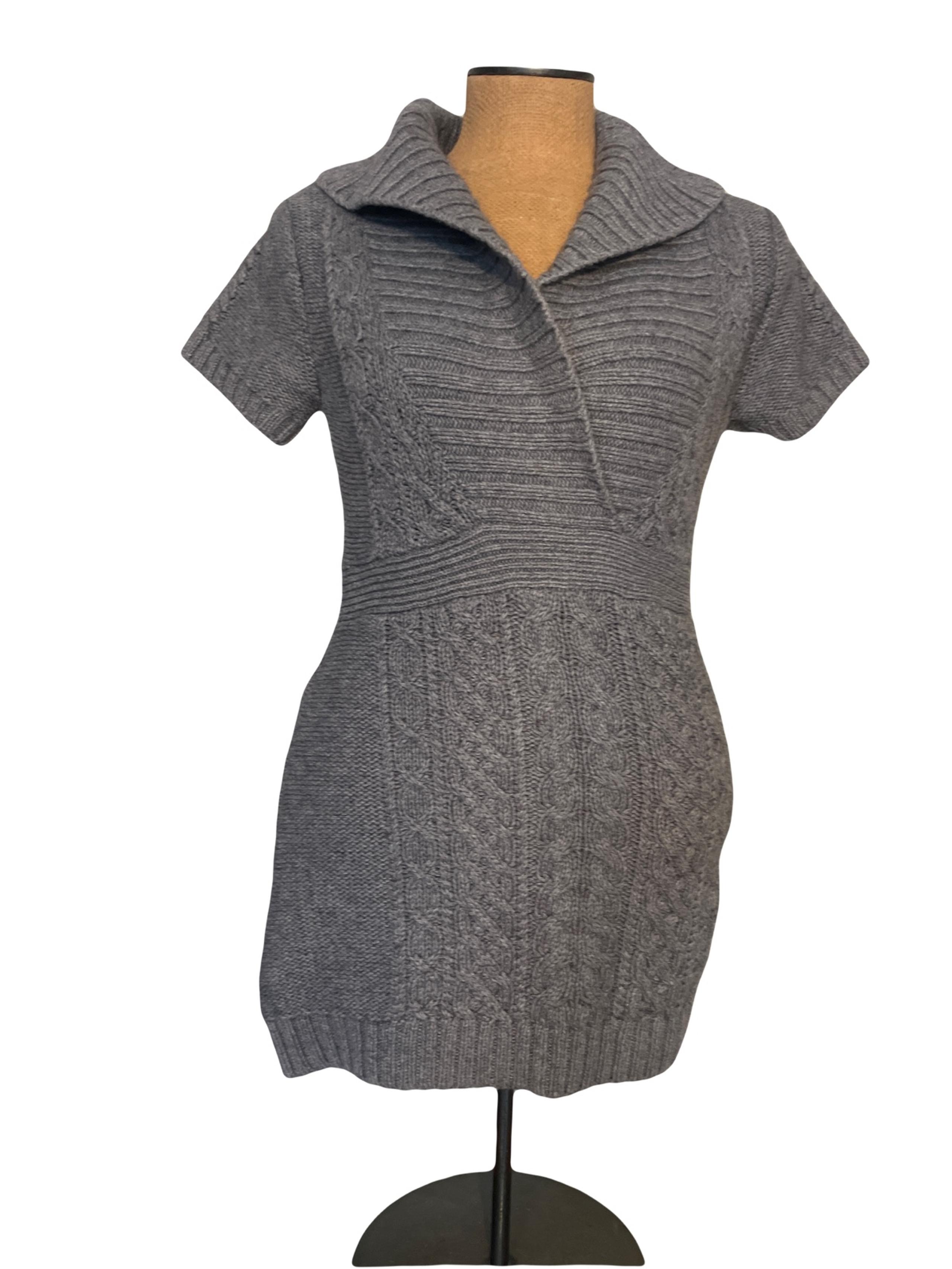 Banana Republic gray sweater dress with large collar size medium mini/tunic