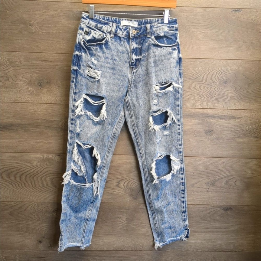 KanCan Light Acid Wash High Rise Distressed Boyfriend Jeans Women's Size 5 26