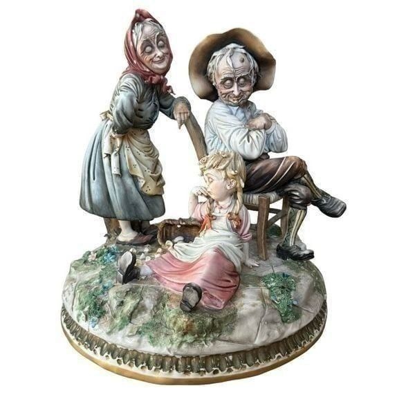 Vintage Tiziano Galli Porcelain Figurine Frittata Sculptore Girl Broken Eggs