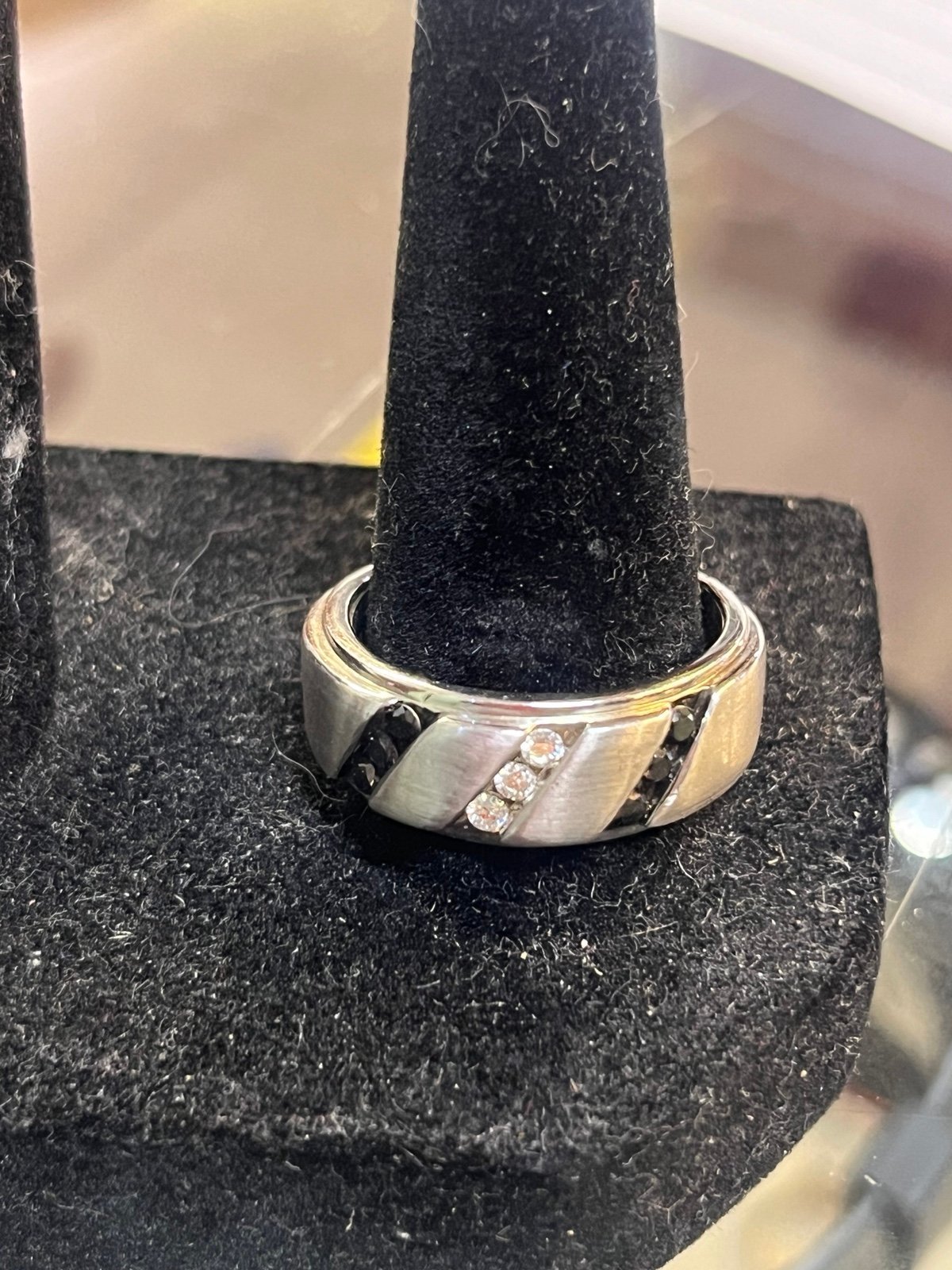 Men’s Sterling black Onyx & Diamond wedding ring