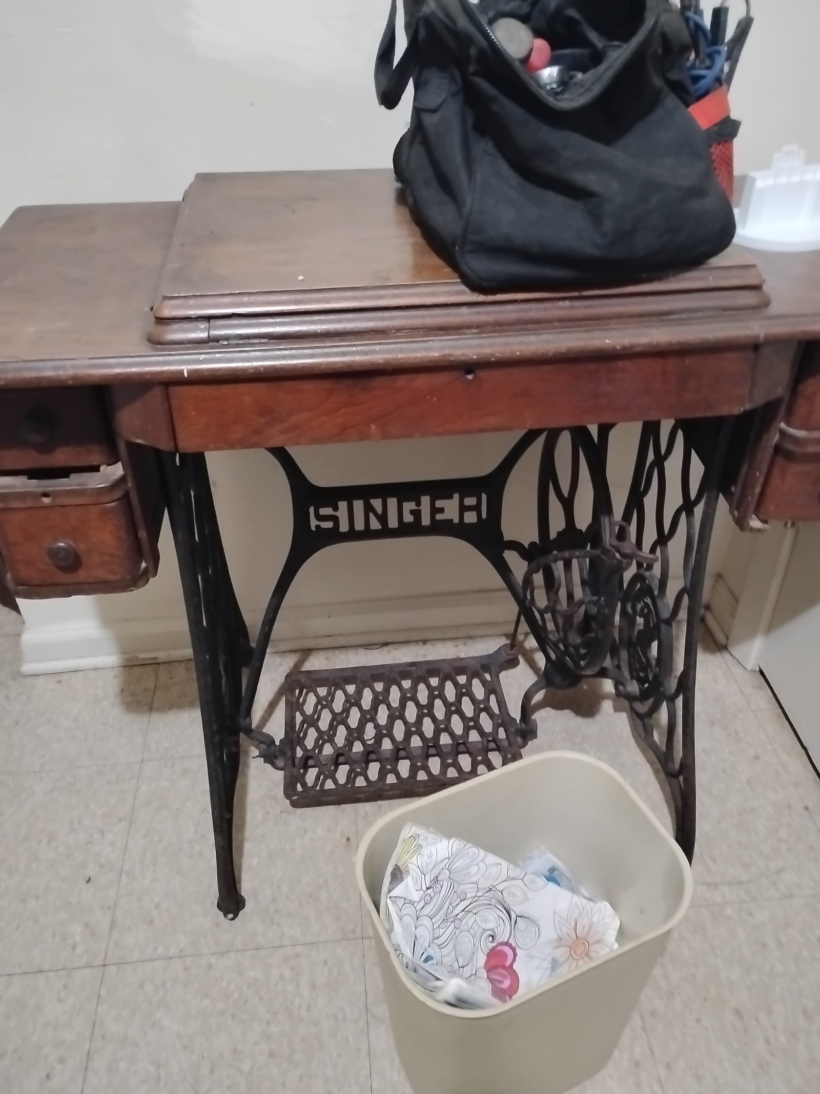 Singer sewing machine with original table