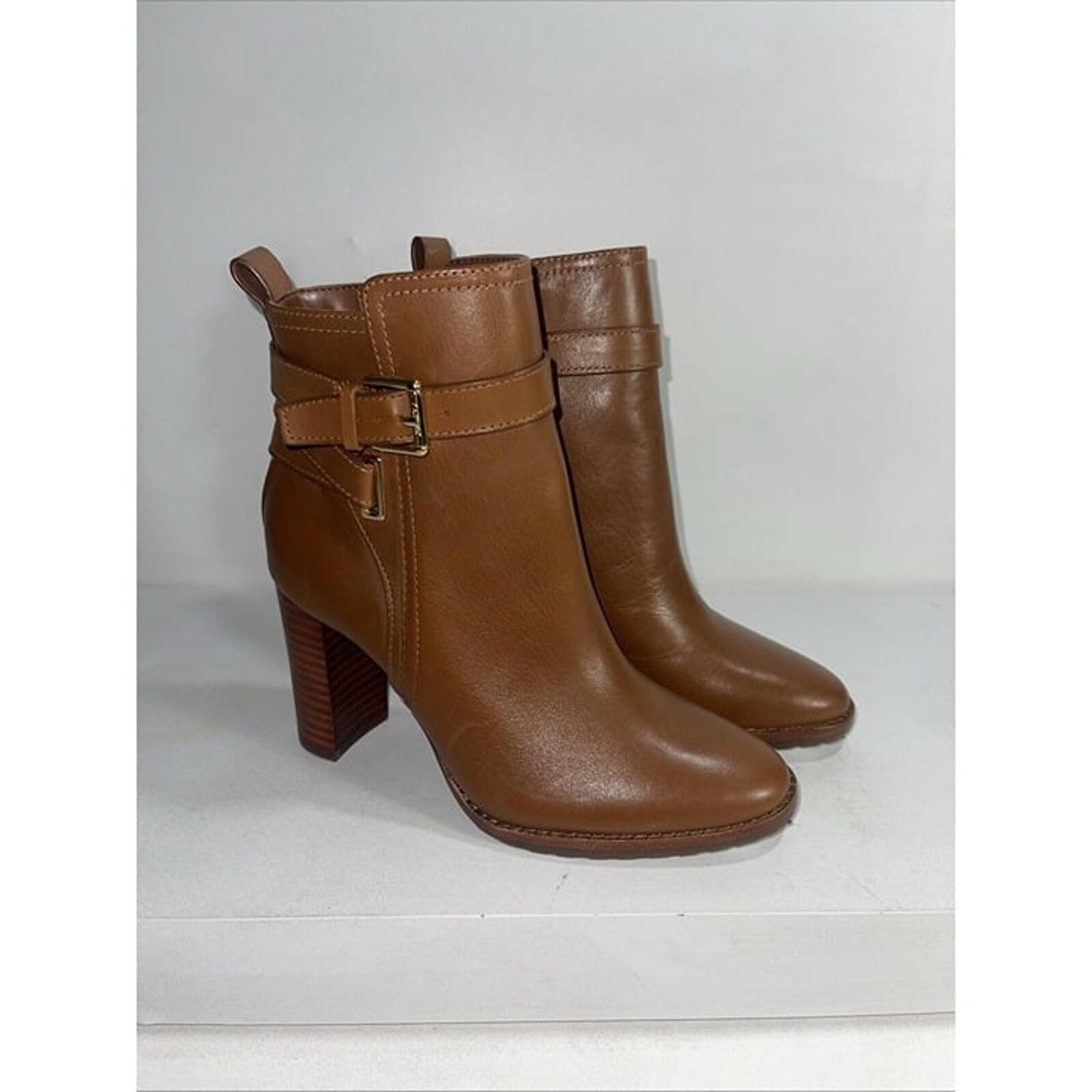 Ralph Lauren Women’s Leather Heeled Boots Madisyn Buckled Size 5.5 No Box