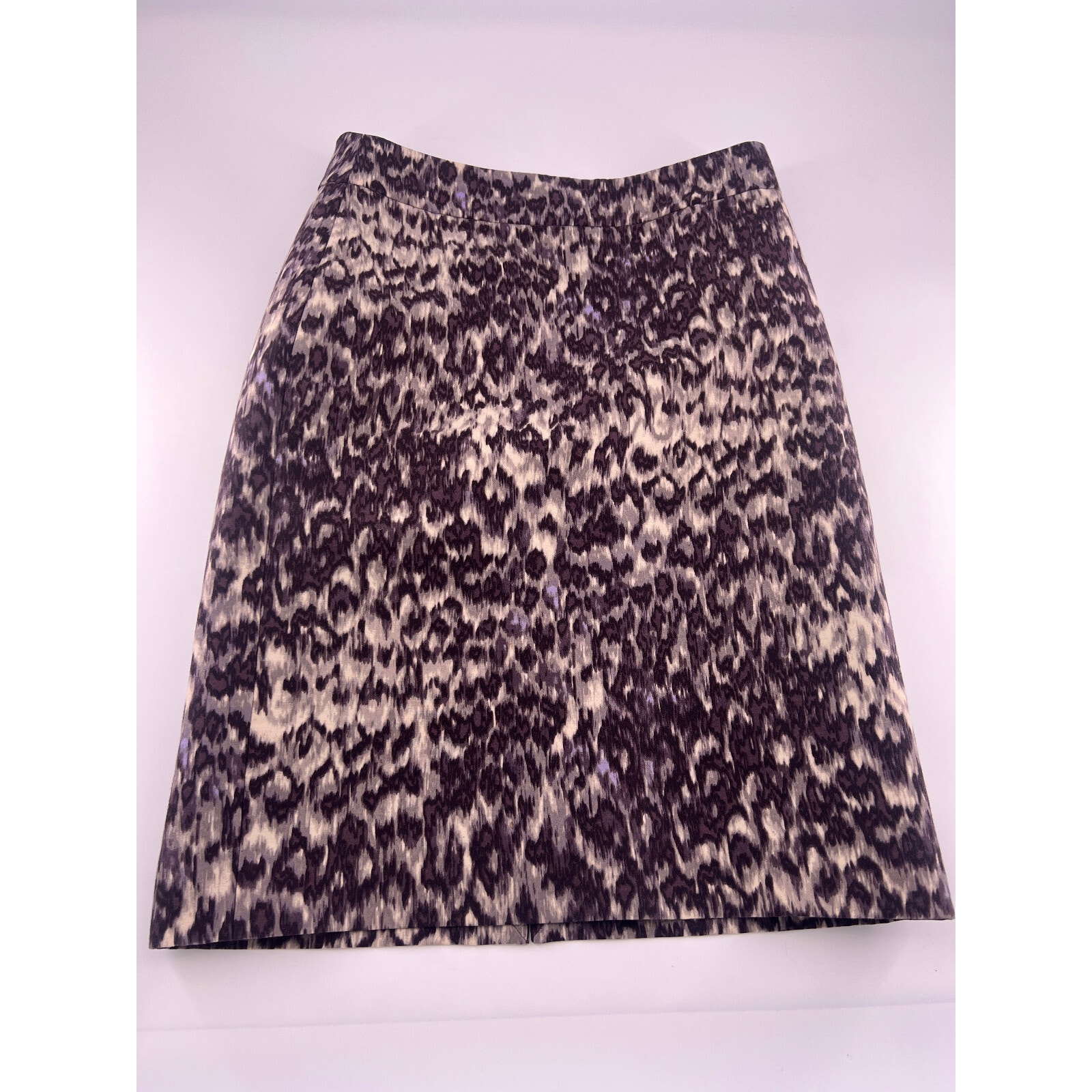 J. Crew Pencil Skirt Womens Size 6 Black Gray Animal Print Silk Wool Blend