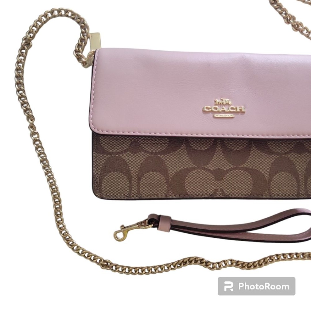 COACH PINK/BROWN WRISTLET/PURSE