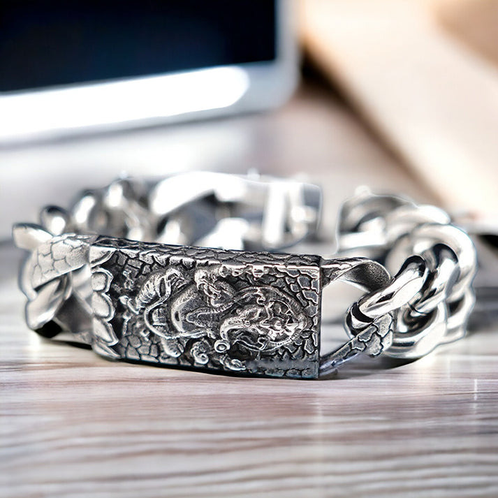 Thai Elephant Cuban Chain Amulet Bracelet for Men