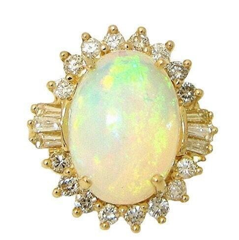 4.80Ct Natural Oval Fire Opal & Diamond Halo Solitaire Ring 14k Yellow Gold