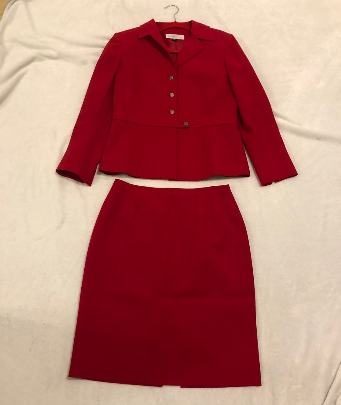 Tahari Red Blazer and Skirt Set