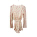 Tularosa Avani Long Sleeve Silky Romper Pink White Floral Ruffle Trim Pockets XS